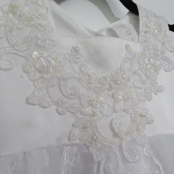 Kids Size 2 White Baptism Christening Dress Virgen De Guadalupe Embroidery - Picture 4 of 9